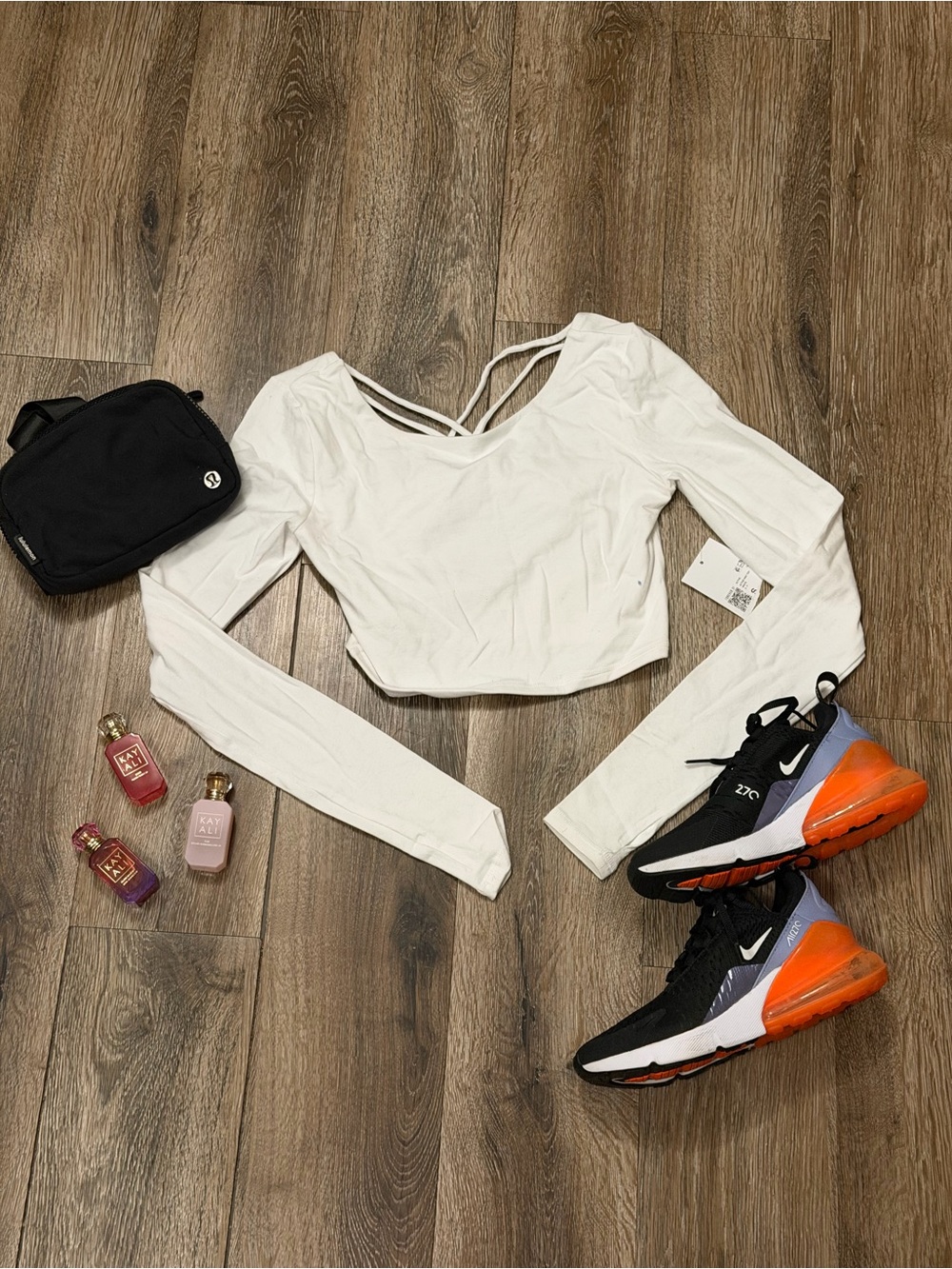 Forever 21. Active White Cropped Long-Sleeve | Women’s Small | Open Back Strappy